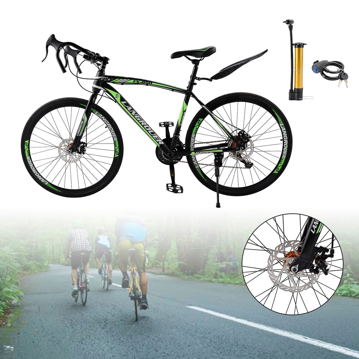 27-Speed Road Bike with Disc Brakes & Stylish Suspension 26 inch