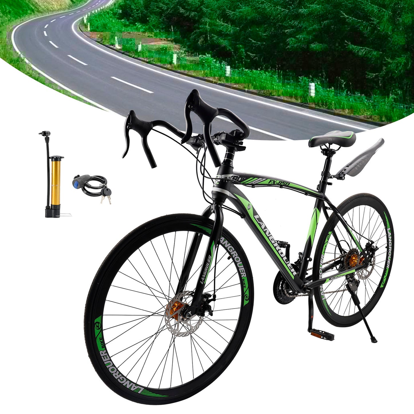 27-Speed Road Bike with Disc Brakes & Stylish Suspension 26 inch