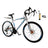 26inch 27-Speed White-Blue Road Bike with Suspension & Disc Brakes