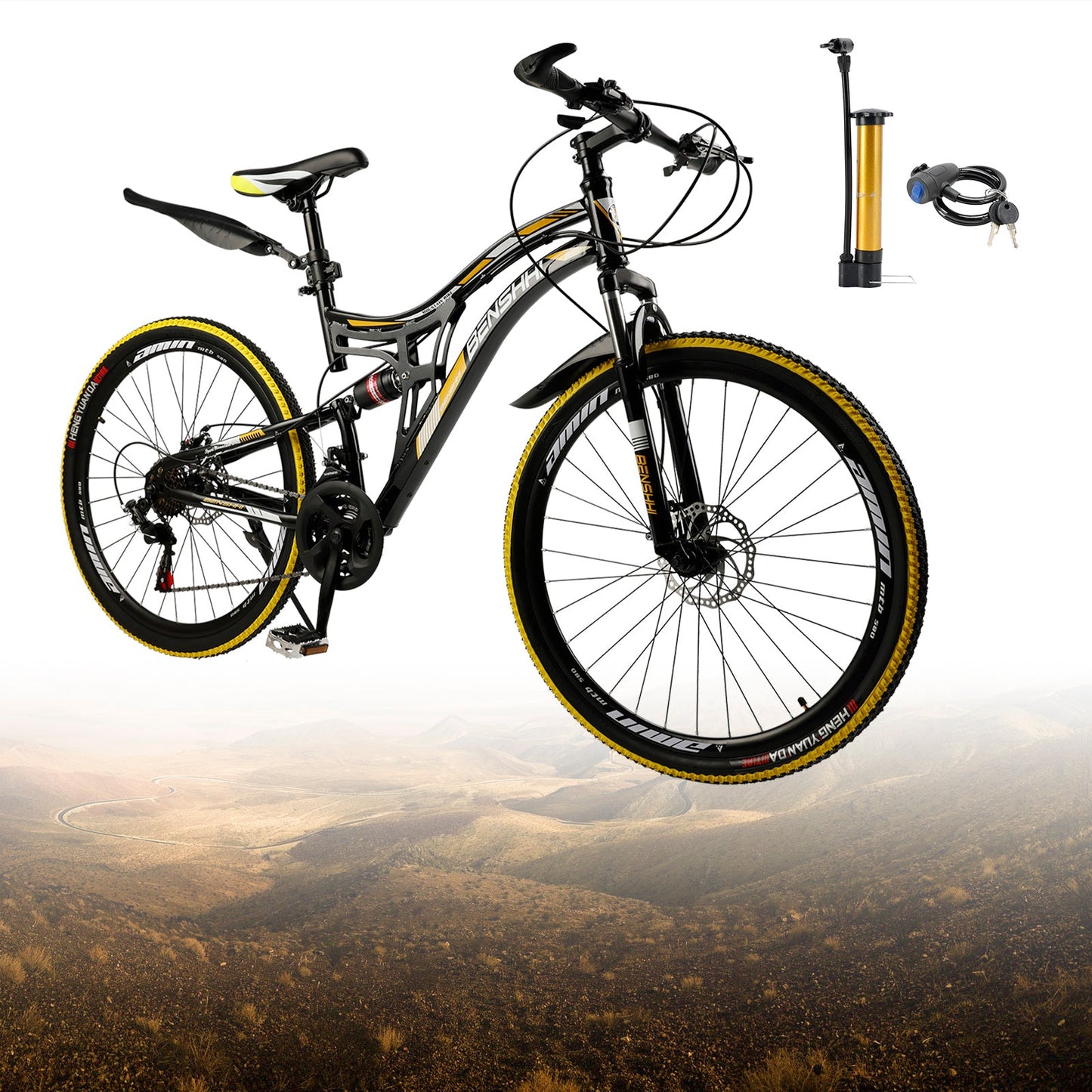 26 inch Mountain Bike 21 Speed Teen Full Suspension Thumb Shifter