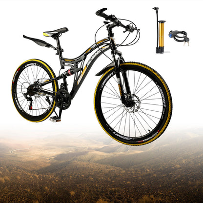 26 inch Mountain Bike 21 Speed Teen Full Suspension Thumb Shifter