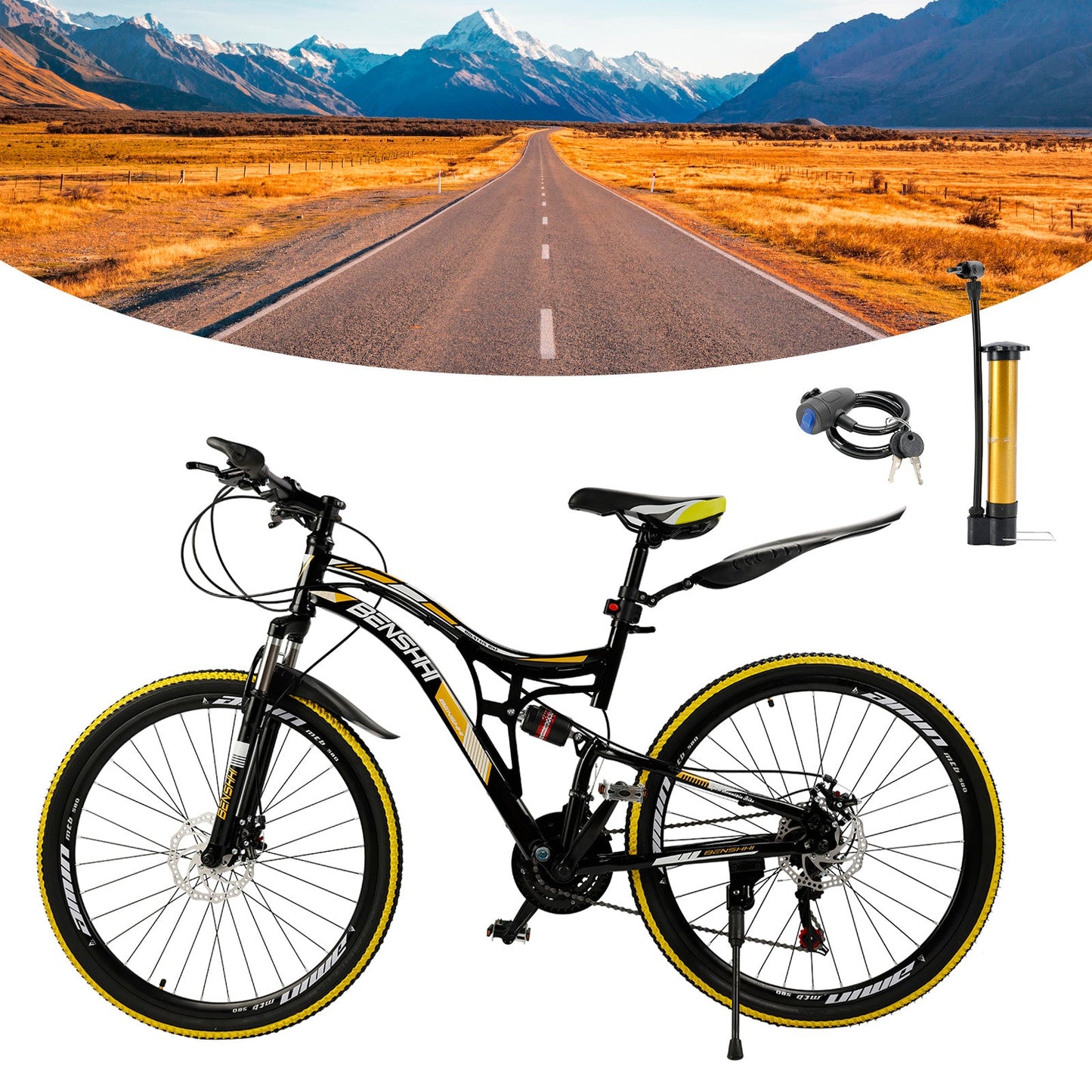 26 inch Mountain Bike 21 Speed Teen Full Suspension Thumb Shifter