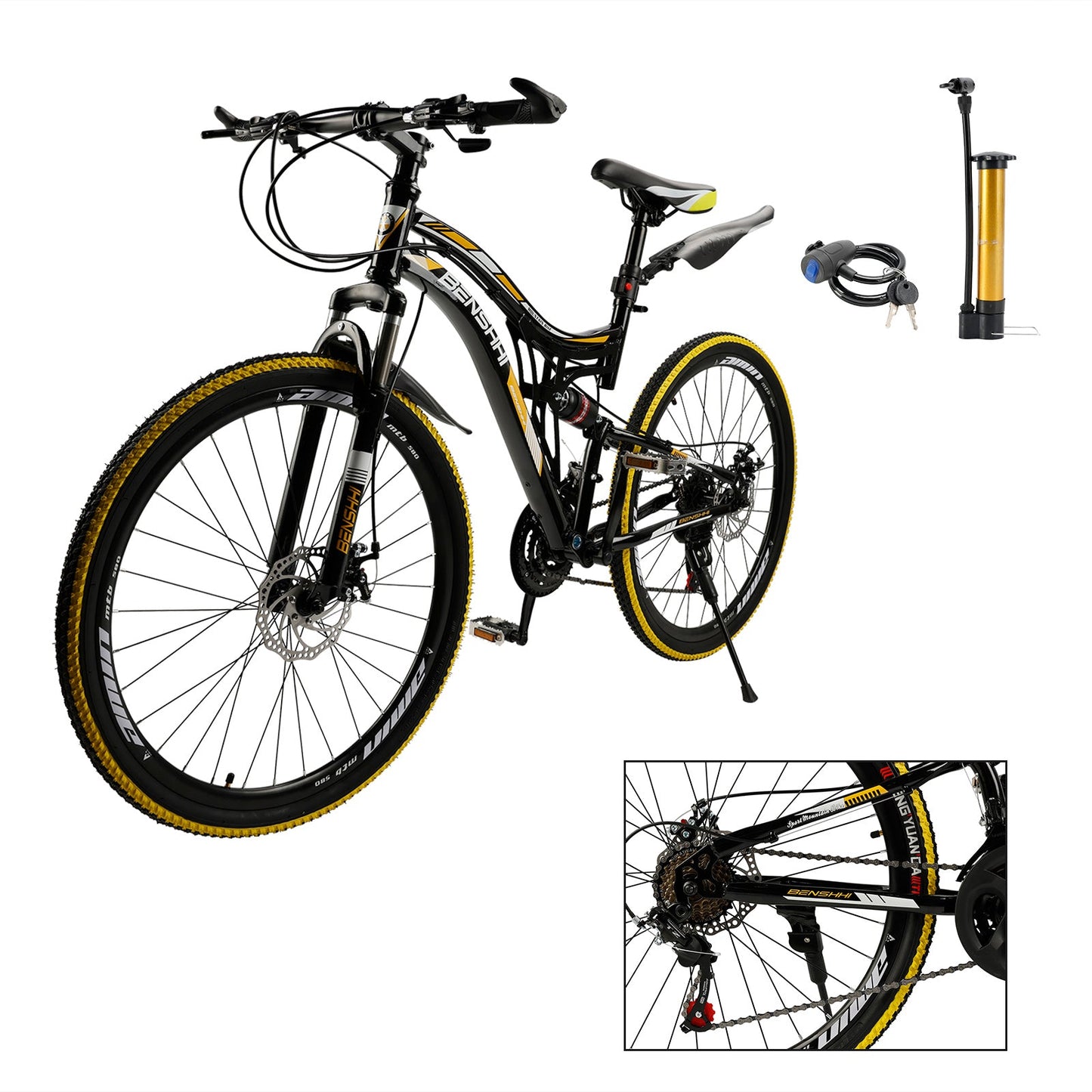 26 inch Mountain Bike 21 Speed Teen Full Suspension Thumb Shifter