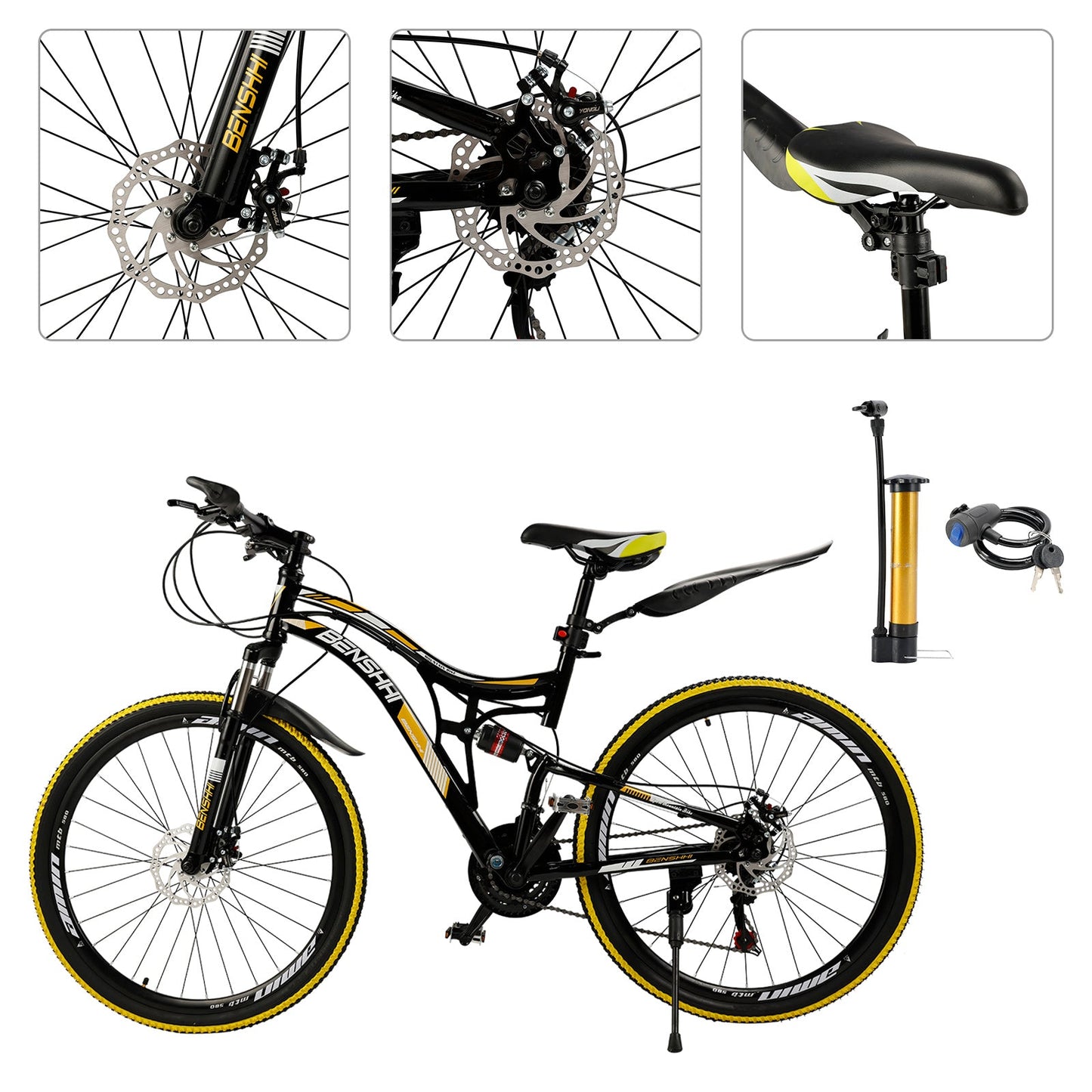 26 inch Mountain Bike 21 Speed Teen Full Suspension Thumb Shifter