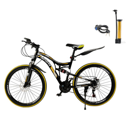 26 inch Mountain Bike 21 Speed Teen Full Suspension Thumb Shifter