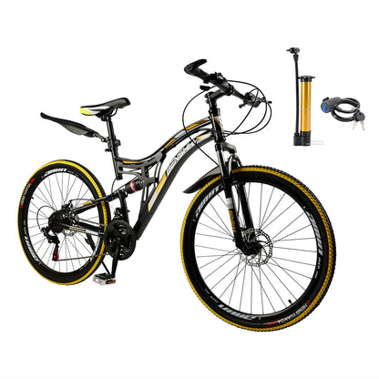 26 inch Mountain Bike 21 Speed Teen Full Suspension Thumb Shifter