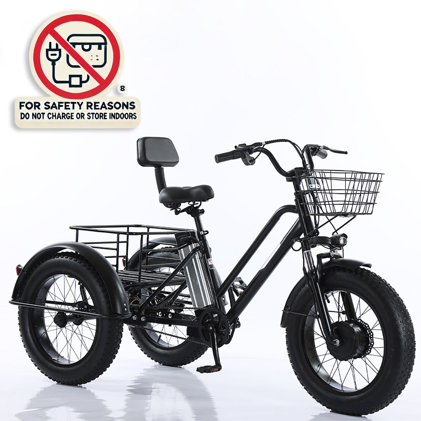 3 Wheel E-Bike Snow Fat Tire Tricycle 500W 48V 13A
