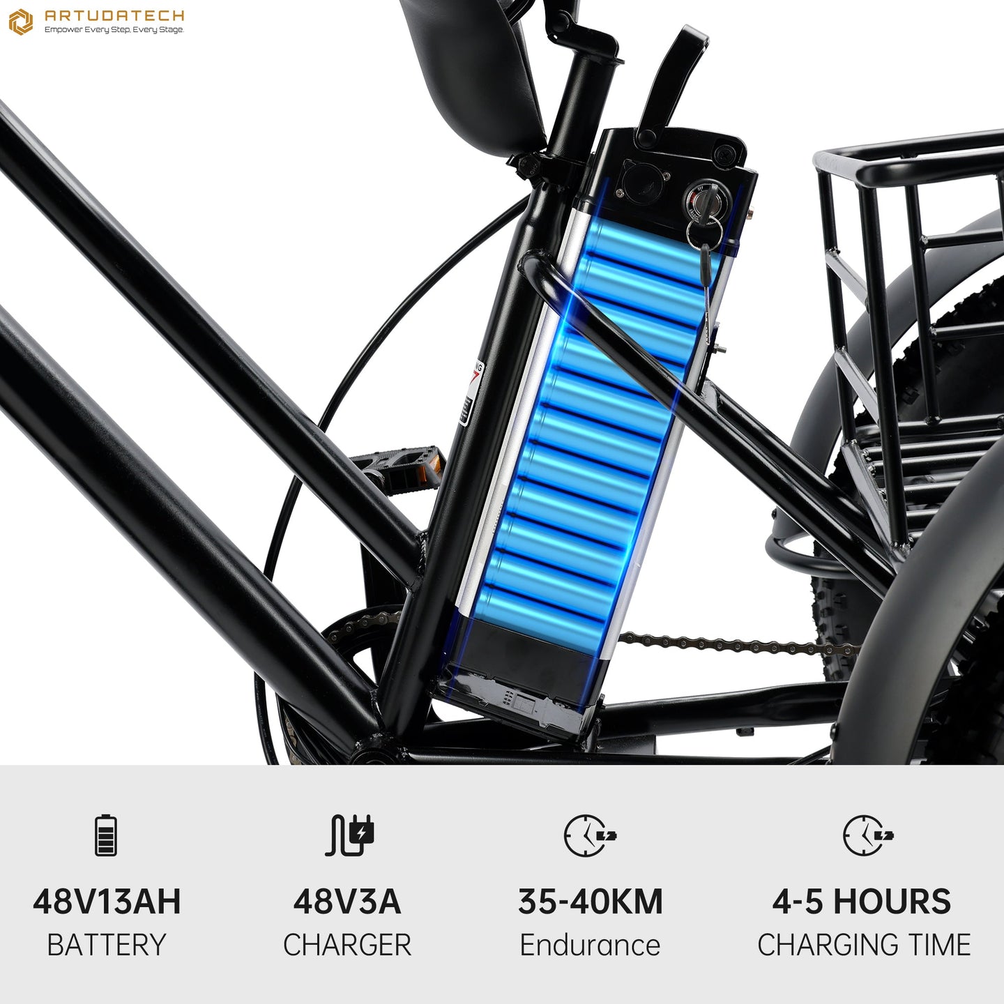 3 Wheel E-Bike Snow Fat Tire Tricycle 500W 48V 13A