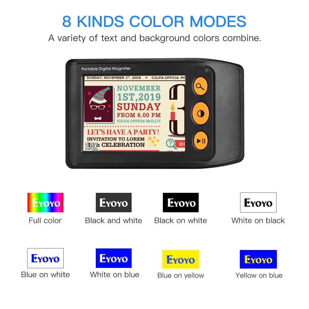 Eyoyo Digital Magnifier for Seniors - Reading Aid, 2X-25X Zoom