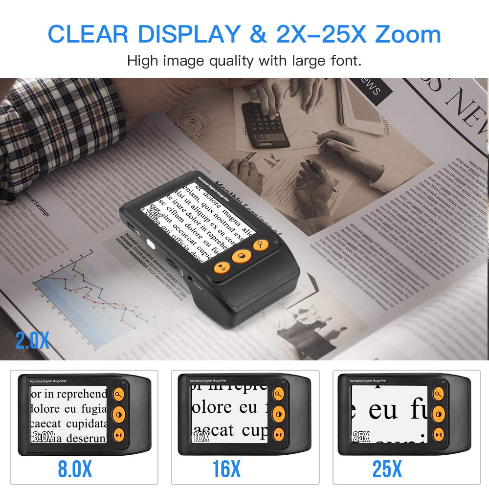 Eyoyo Digital Magnifier for Seniors - Reading Aid, 2X-25X Zoom