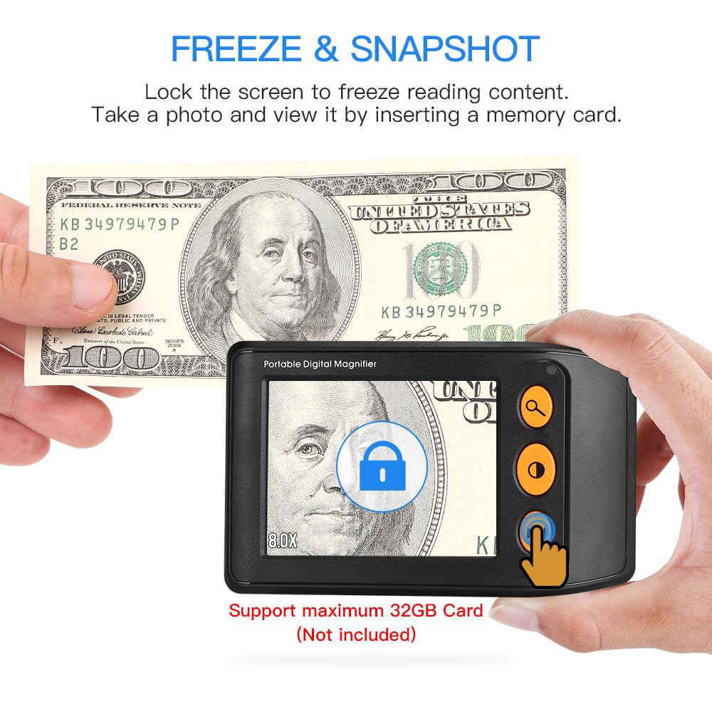 Eyoyo Digital Magnifier for Seniors - Reading Aid, 2X-25X Zoom