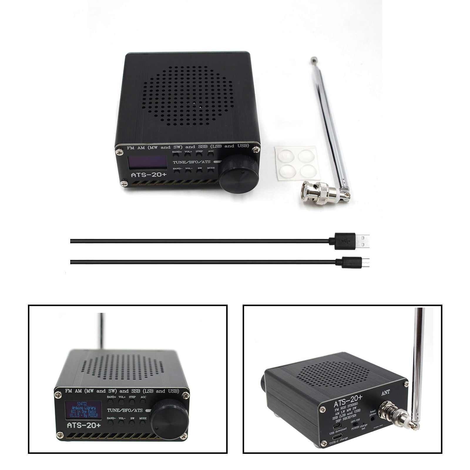 New ATS-20+ Plus ATS20 V2 SI4732 Radio Receiver FM AM (MW & SW) SSB (LSB & USB)