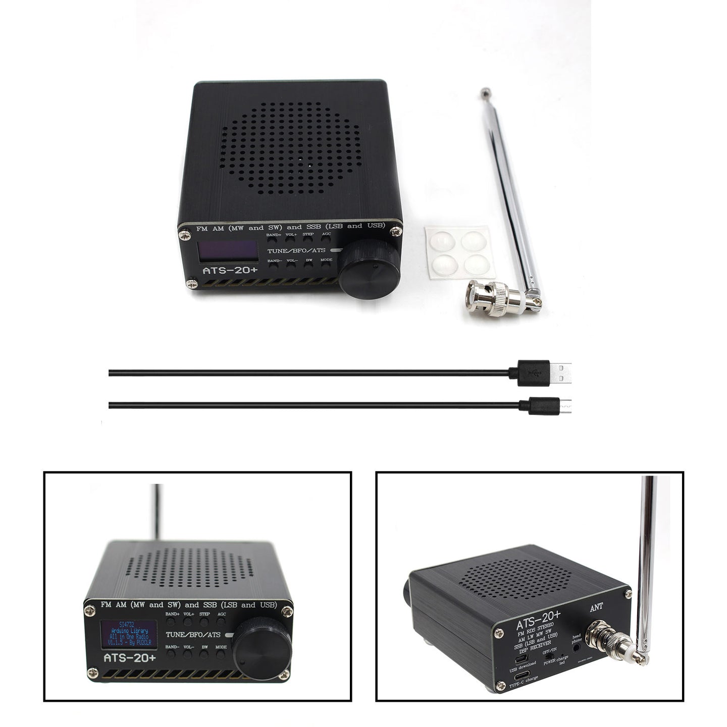 New ATS-20+ Plus ATS20 V2 SI4732 Radio Receiver FM AM (MW & SW) SSB (LSB & USB)