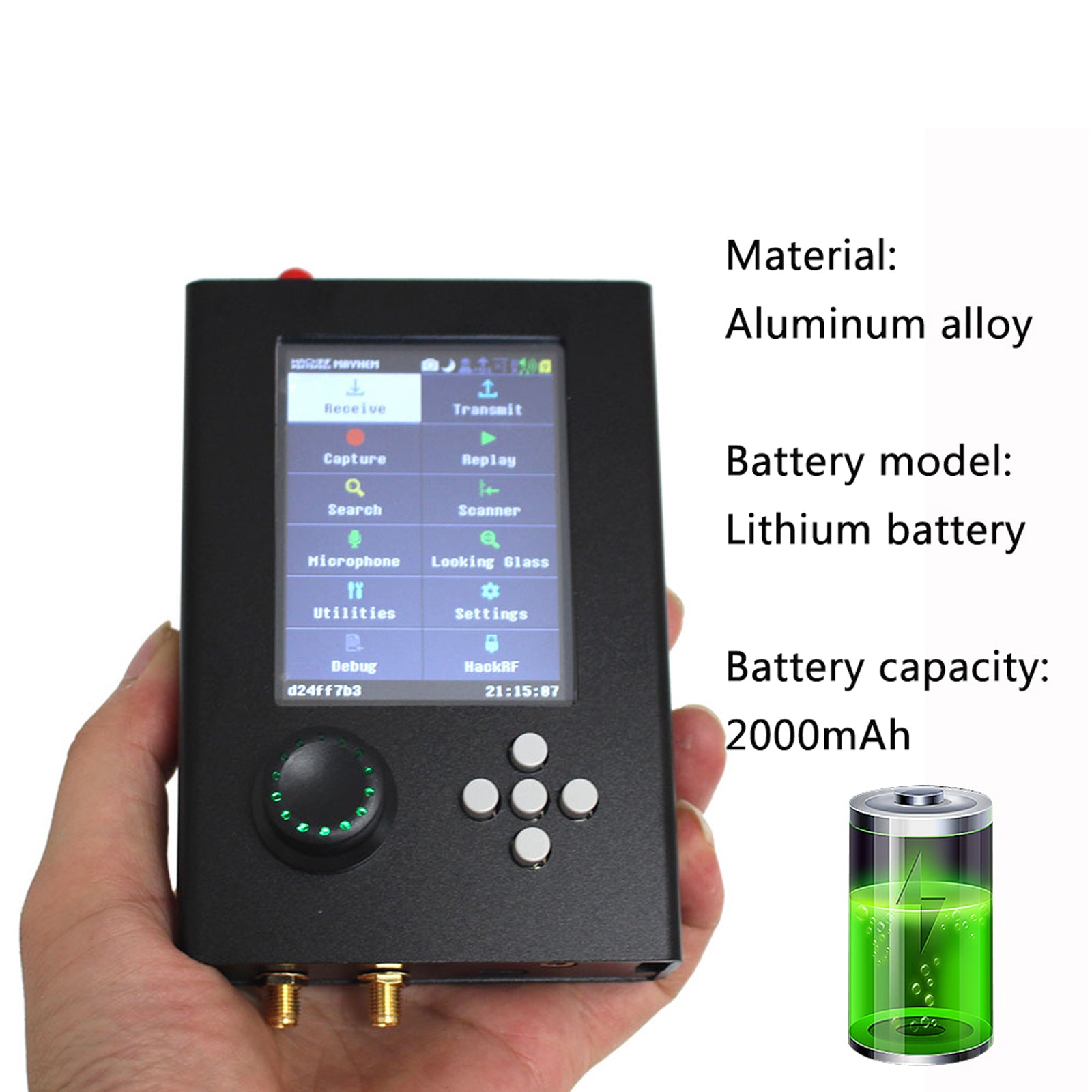 3.2" V1.7.3 Portapack H2 1MHz-6GHz SDR Software Defined Wireless Black
