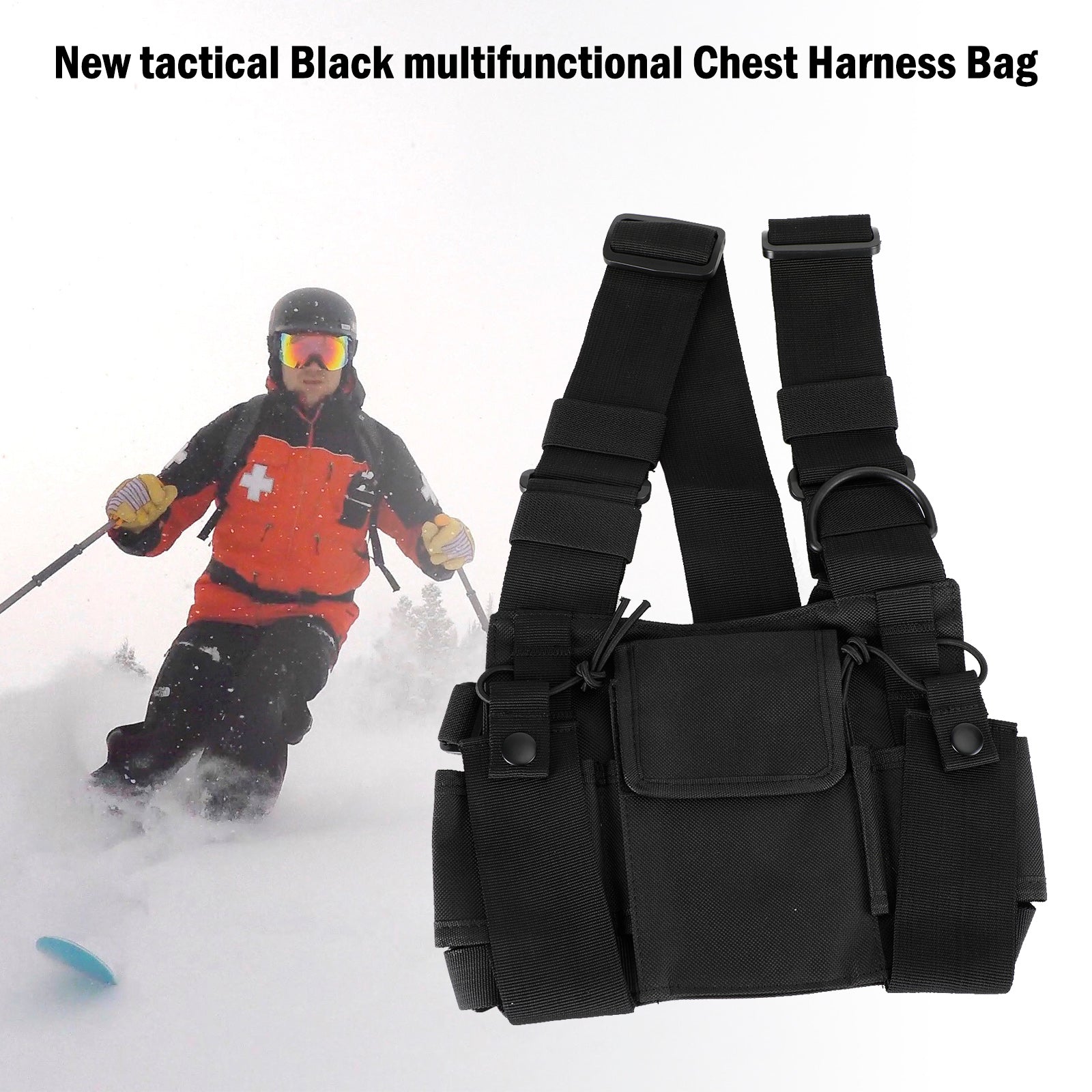 Tactical Multifunctional Chest Harness Bag for Field Operations Radio Black