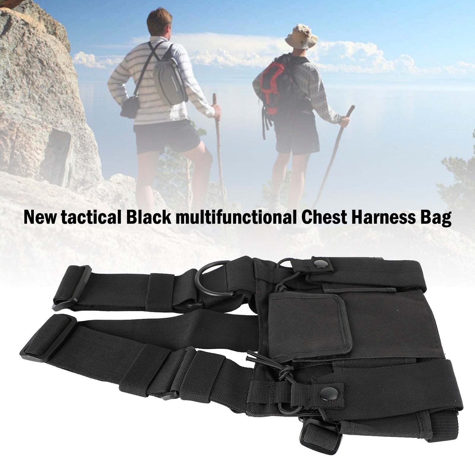 Tactical Multifunctional Chest Harness Bag for Field Operations Radio Black