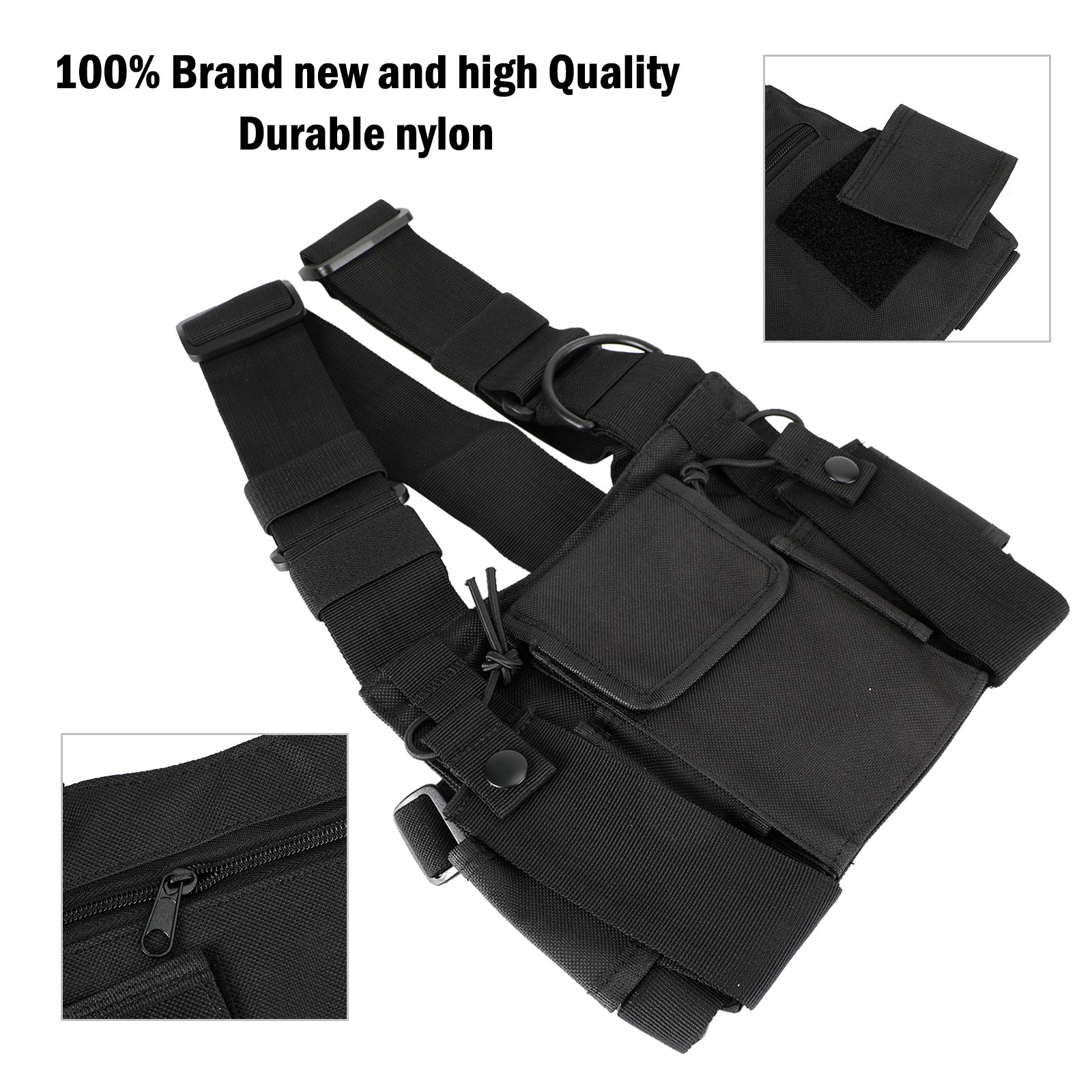 Tactical Multifunctional Chest Harness Bag for Field Operations Radio Black