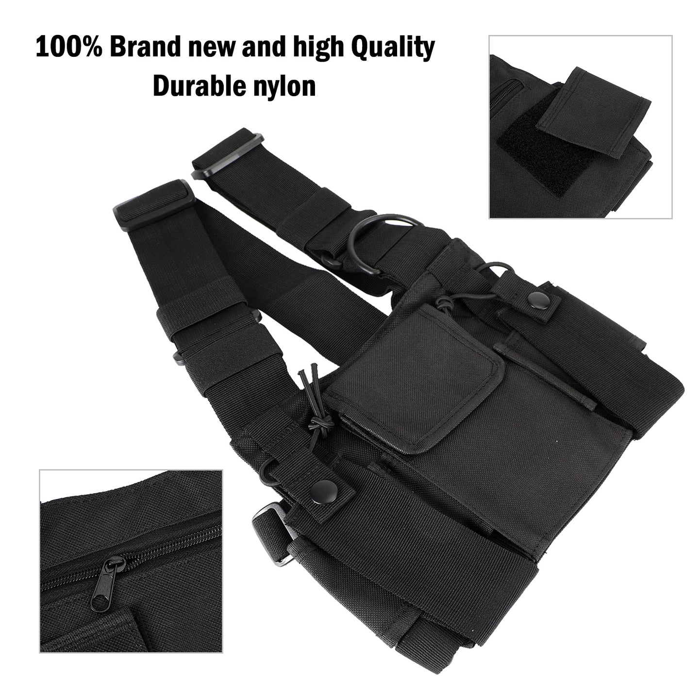 Tactical Multifunctional Chest Harness Bag for Field Operations Radio Black