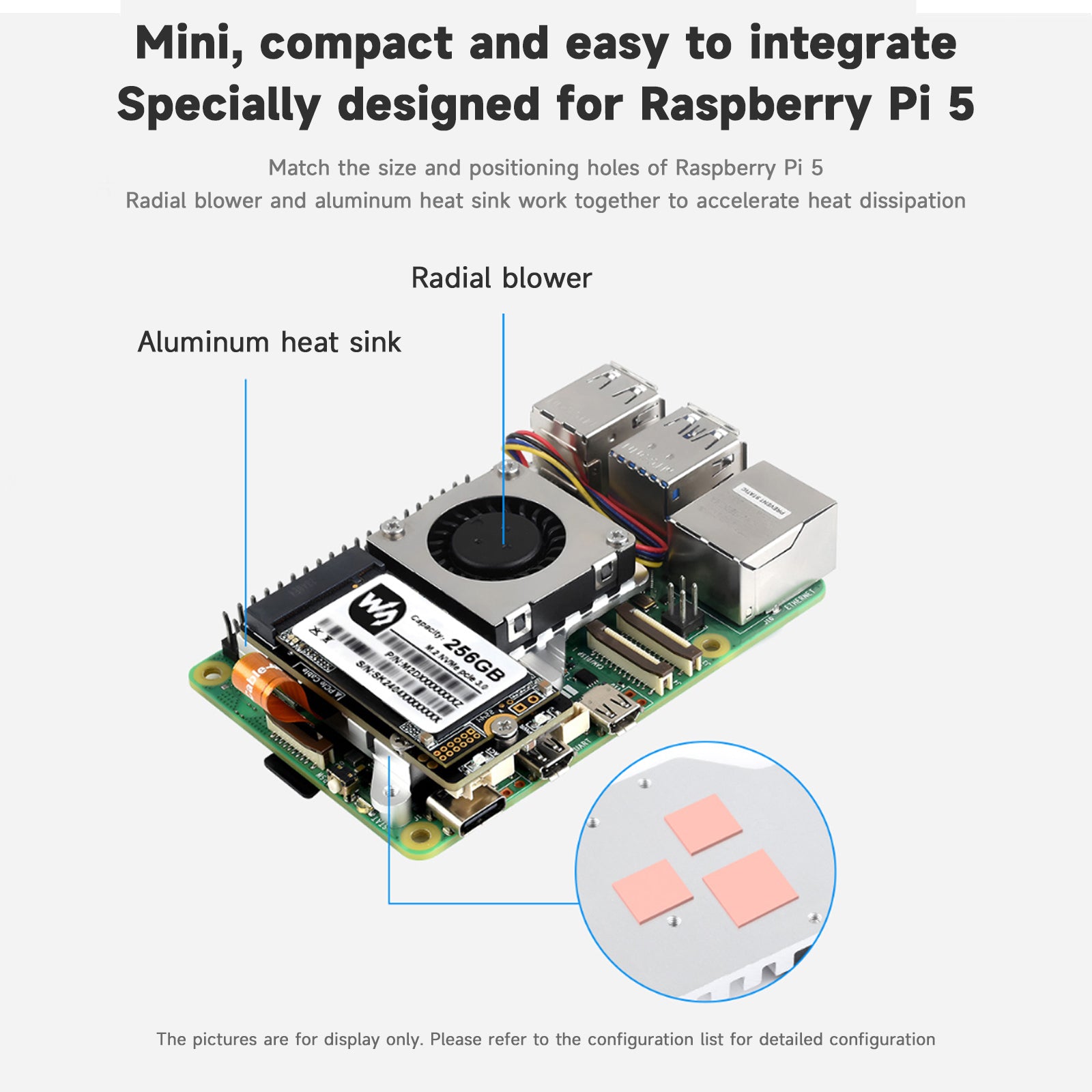 Raspberry Pi 5/5B PCIe to M.2 Adapter Board Radiator Fan Nvme Hard Disk Protocol
