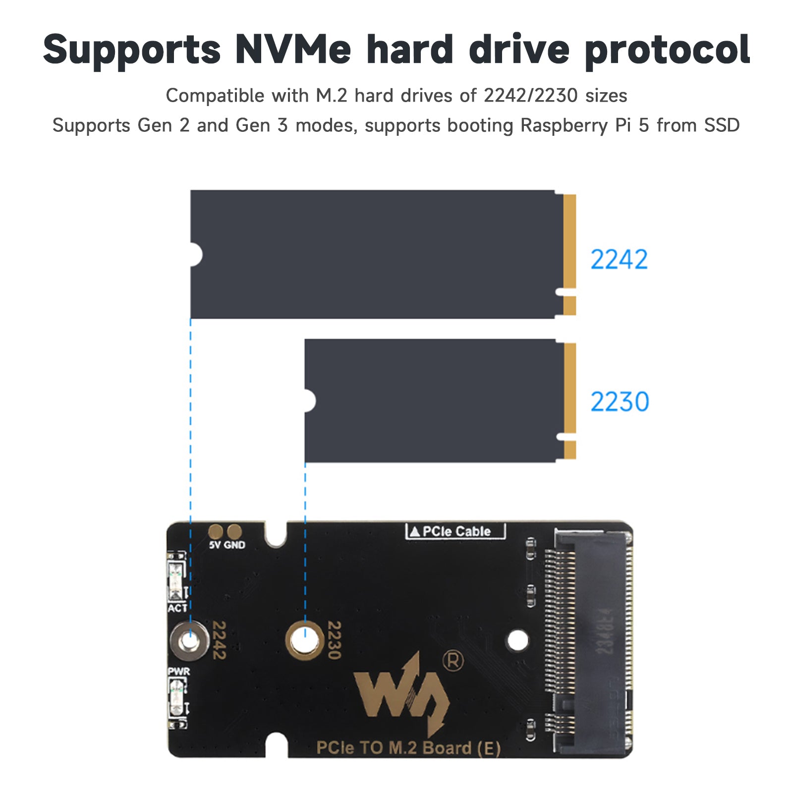 Raspberry Pi 5/5B PCIe to M.2 Adapter Board Radiator Fan Nvme Hard Disk Protocol