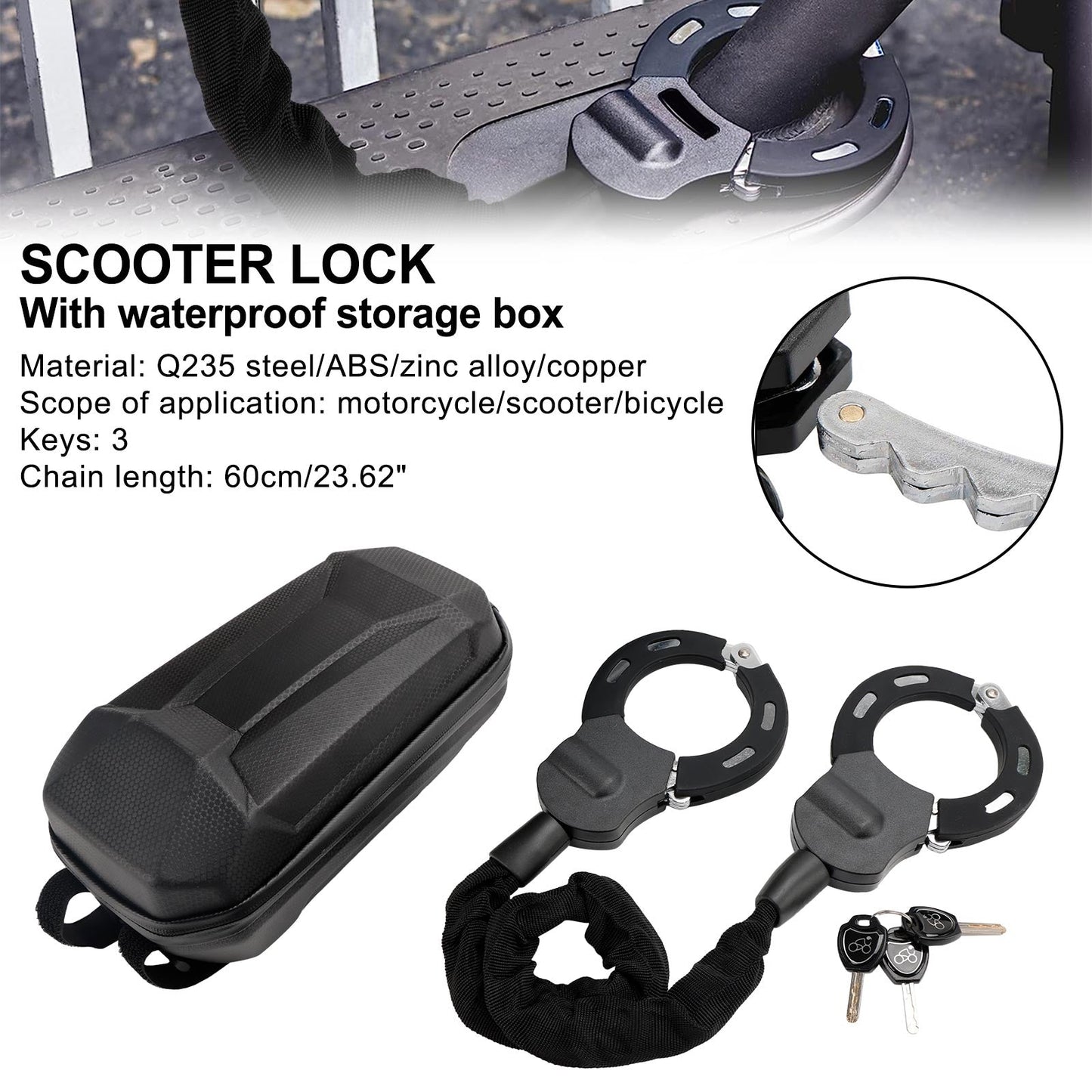 Heavy-Duty 60cm Anti-Theft Scooter Lock with Waterproof Box