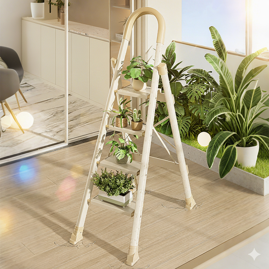 330 lbs Capacity Step Stool for Home Kitchen Office Lightweight Portable Stepladder with Anti-Slip Pedal White 4 Step Folding Ladder Ladder with