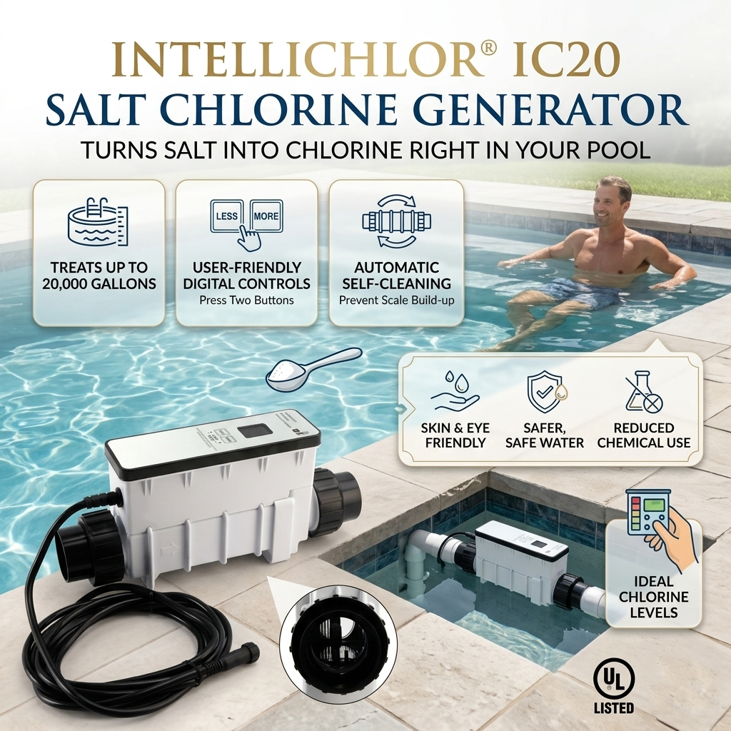 Safe & Easy IC20 Saltwater Chlorine Generator – Keep Your Pool Clean & Fresh