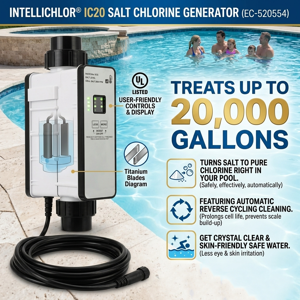 Safe & Easy IC20 Saltwater Chlorine Generator – Keep Your Pool Clean & Fresh