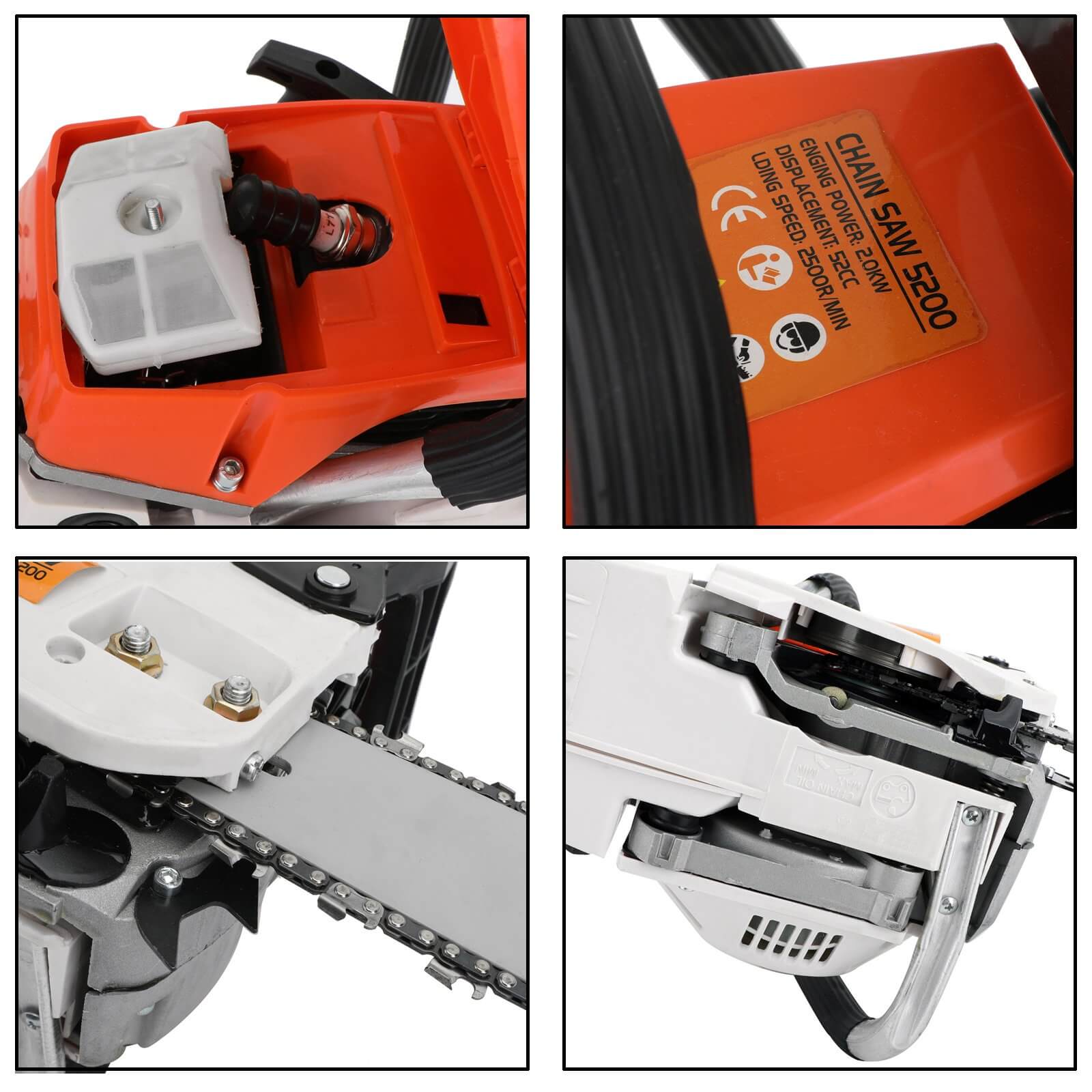 52CC Gas Chainsaw 22-Inch, 2-Stroke Petrol Chain Saw for Wood Cutting