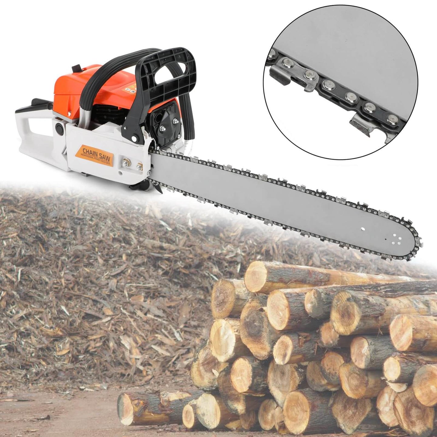 52CC Gas Chainsaw 22-Inch, 2-Stroke Petrol Chain Saw for Wood Cutting