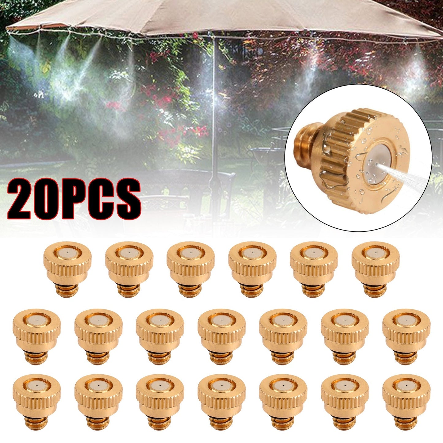 10-50pcs Brass Misting Nozzles Water Mister Sprinkle For Cooling System 0.016", 20PCS * 0.016"