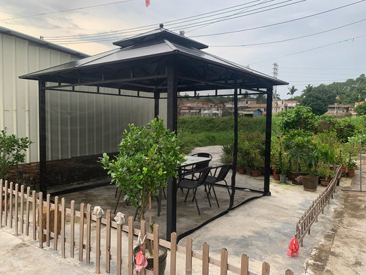 10x10 ft Gazebo Mosquito Netting Walls, 4-Panel Screen House with Zipper Door for Outdoor Patio Canopy