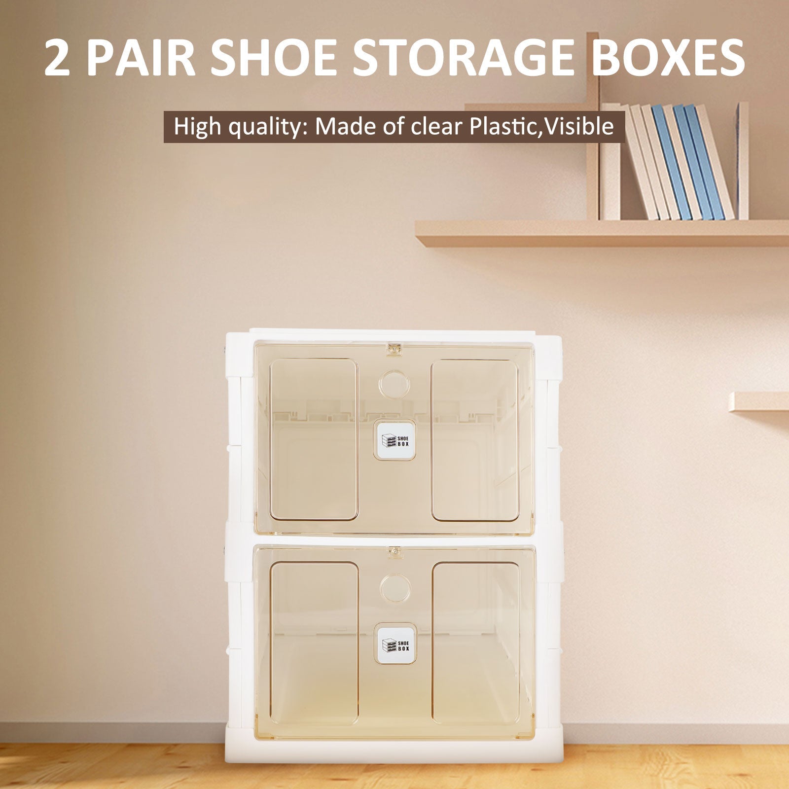 2-9 Pair No-Installation Shoe Storage Cabinet Drawer Box Plastic Frame Shoe Box, 2 Layers