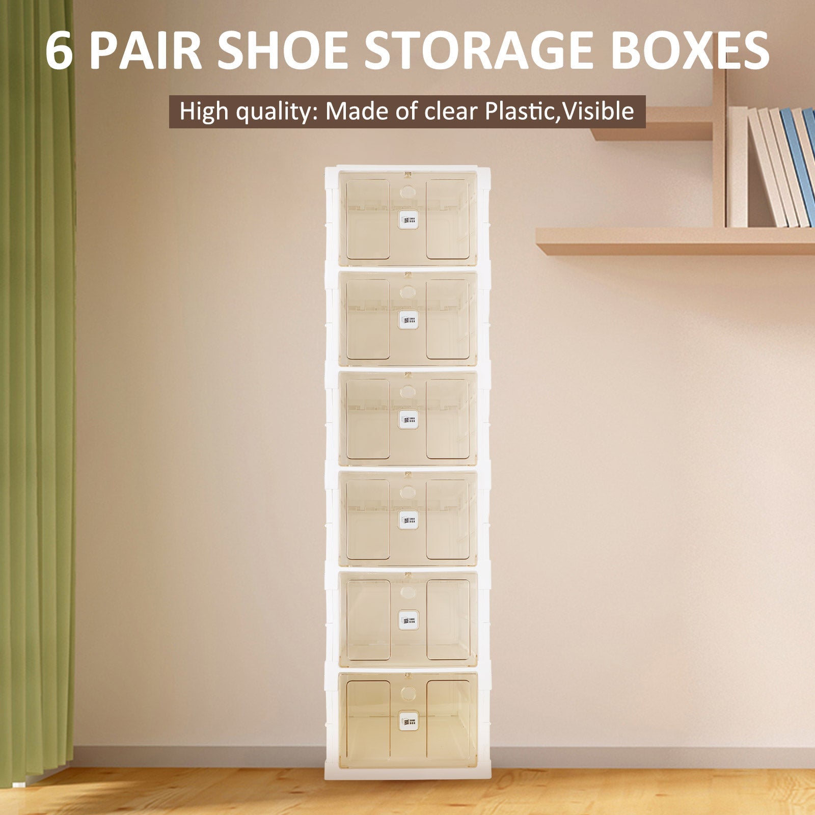 2-9 Pair No-Installation Shoe Storage Cabinet Drawer Box Plastic Frame Shoe Box, 6 Layers