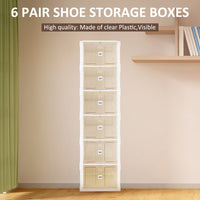 2-9 Pair No-Installation Shoe Storage Cabinet Drawer Box Plastic Frame Shoe Box, 6 Layers