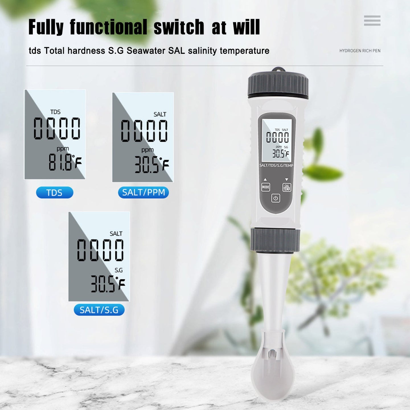 4In1 EC/S.G/TEMP/Salinity Meter Digital Water Quality Monitor Tester Test Tool