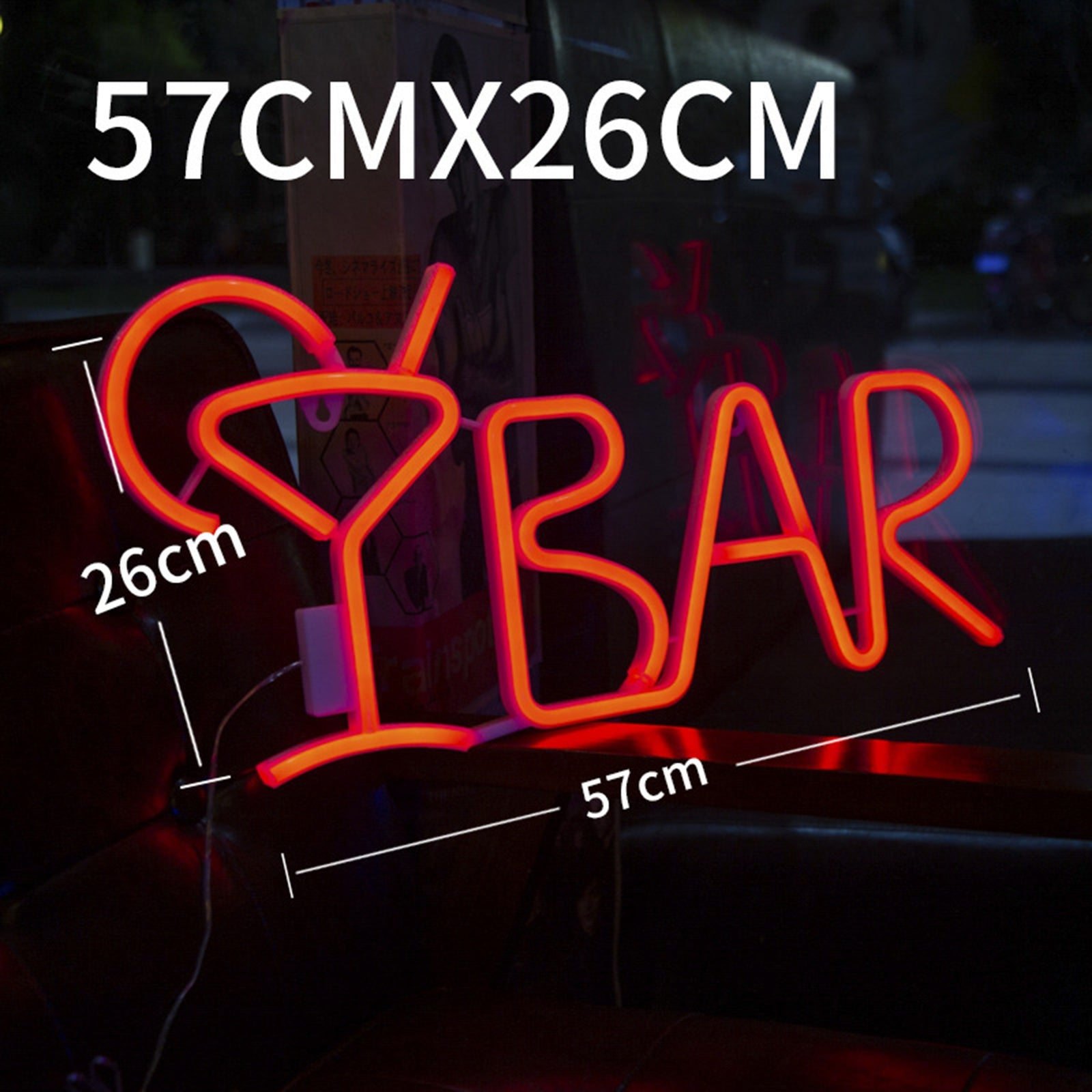 BAR Neon Sign Light LED Juice Letter Neon Lamp Tube Party Night Light Lamp, Red