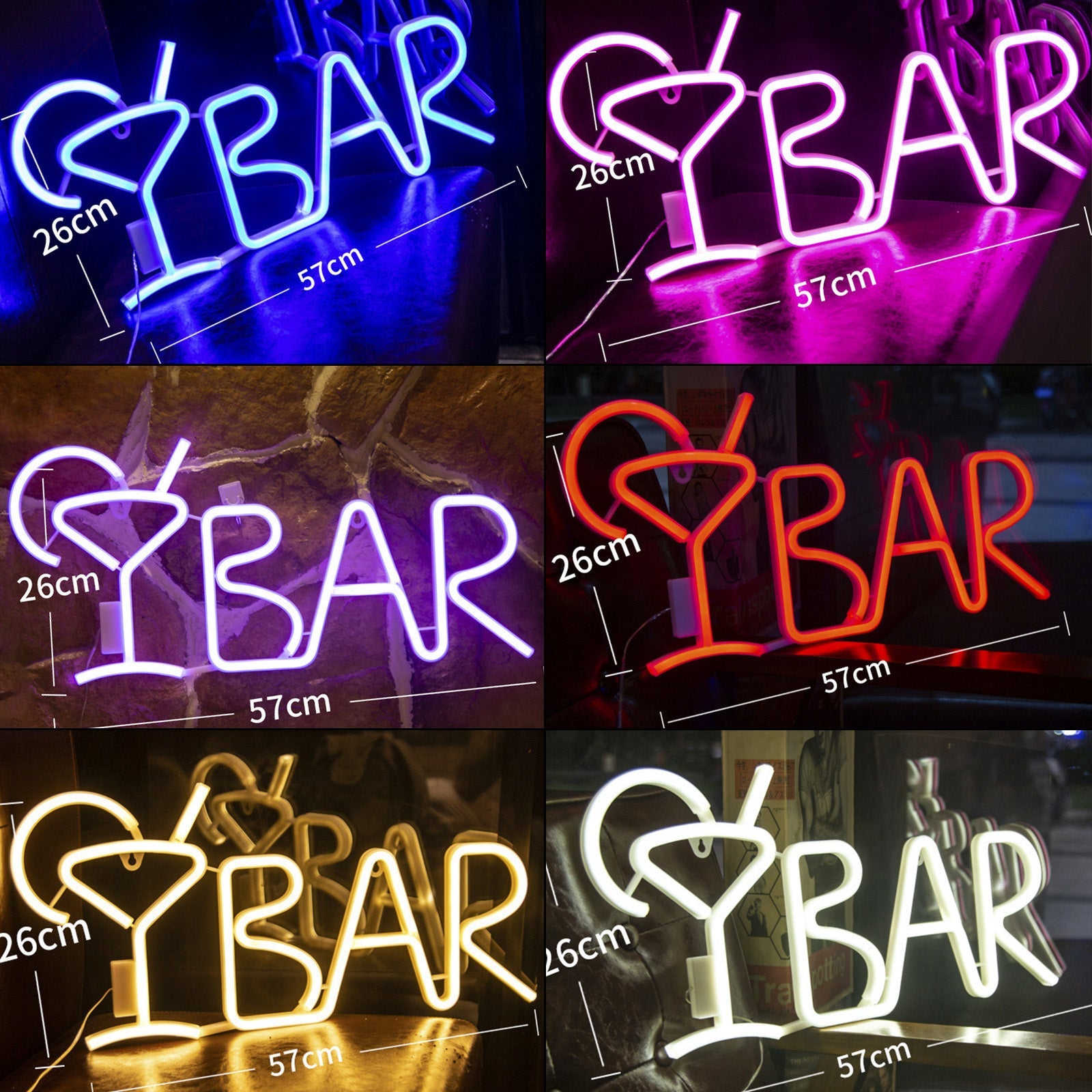 BAR Neon Sign Light LED Juice Letter Neon Lamp Tube Party Night Light Lamp, Purple
