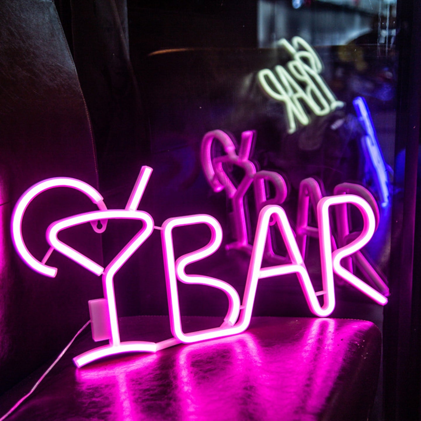 BAR Neon Sign Light LED Juice Letter Neon Lamp Tube Party Night Light Lamp, Purple
