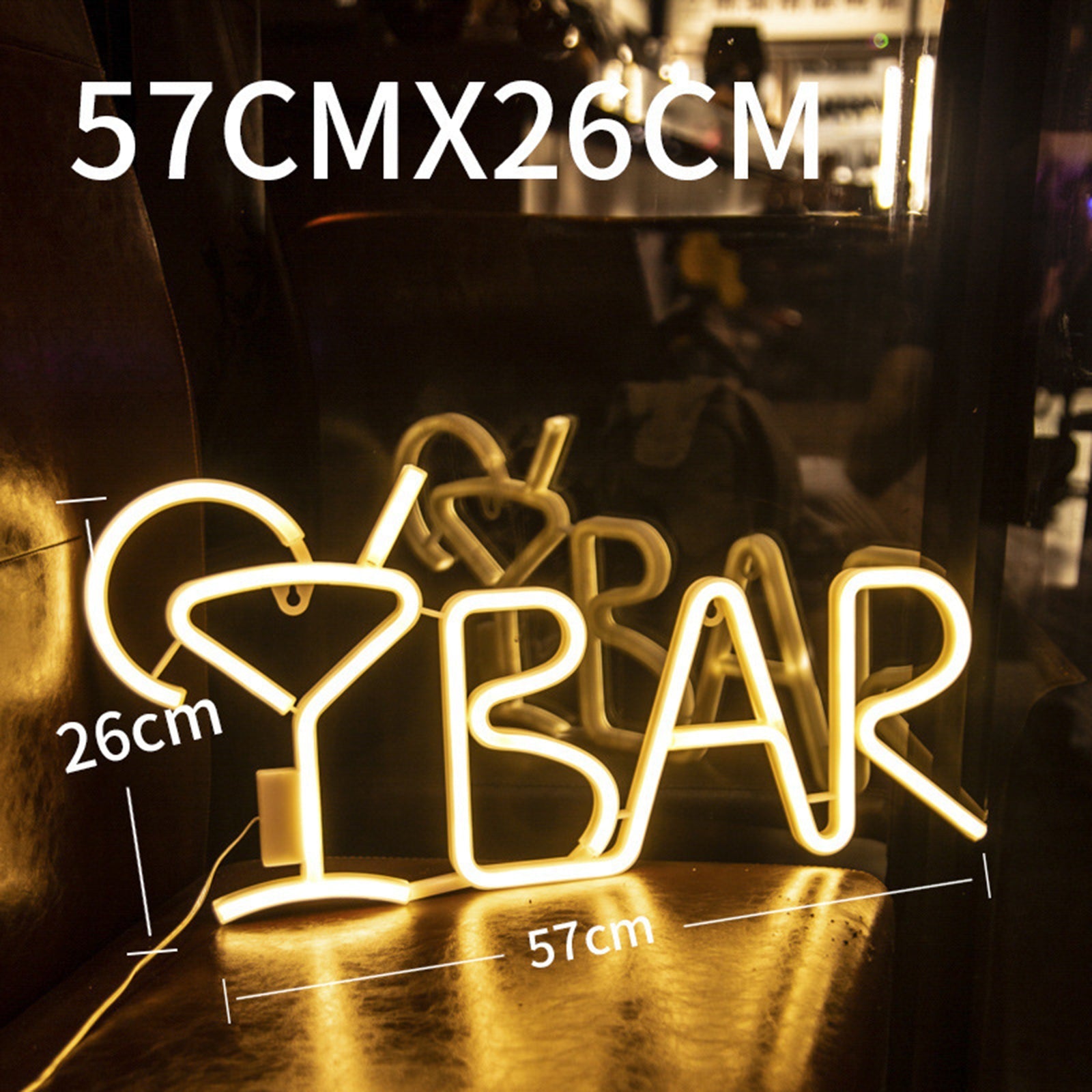 BAR Neon Sign Light LED Juice Letter Neon Lamp Tube Party Night Light Lamp, WarmWhite