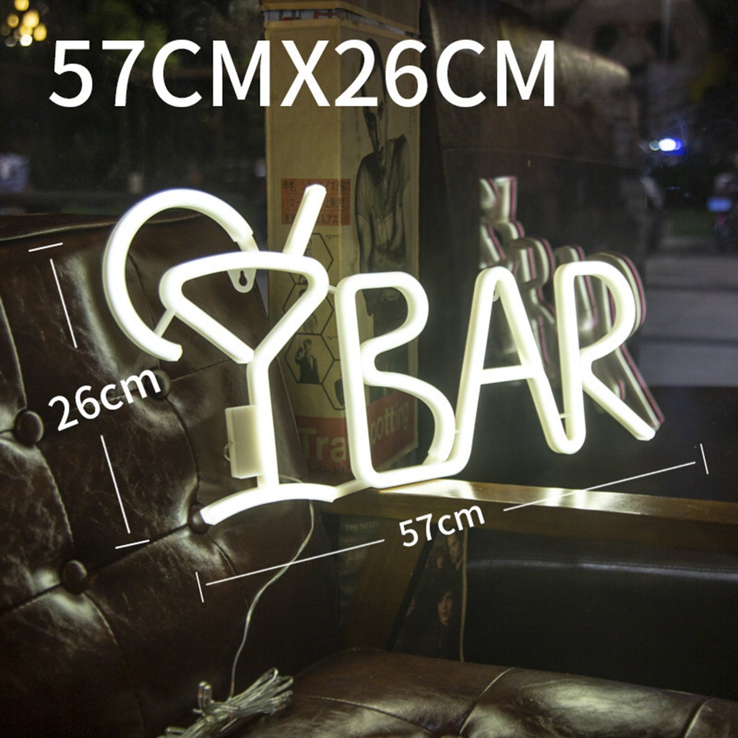 BAR Neon Sign Light LED Juice Letter Neon Lamp Tube Party Night Light Lamp, White