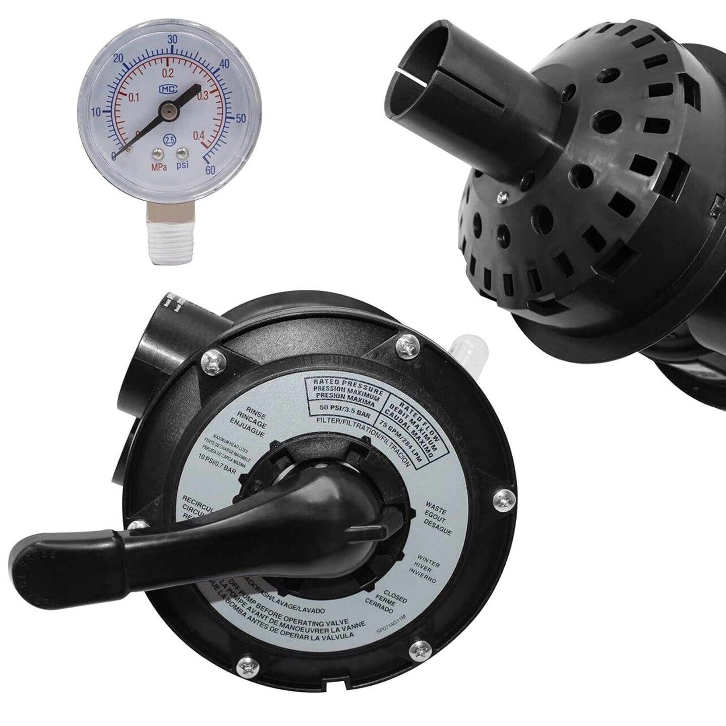 SP0714T Vari-Flo Control 1-1/2" FIP Top Mount Multiport Valve For Hayward