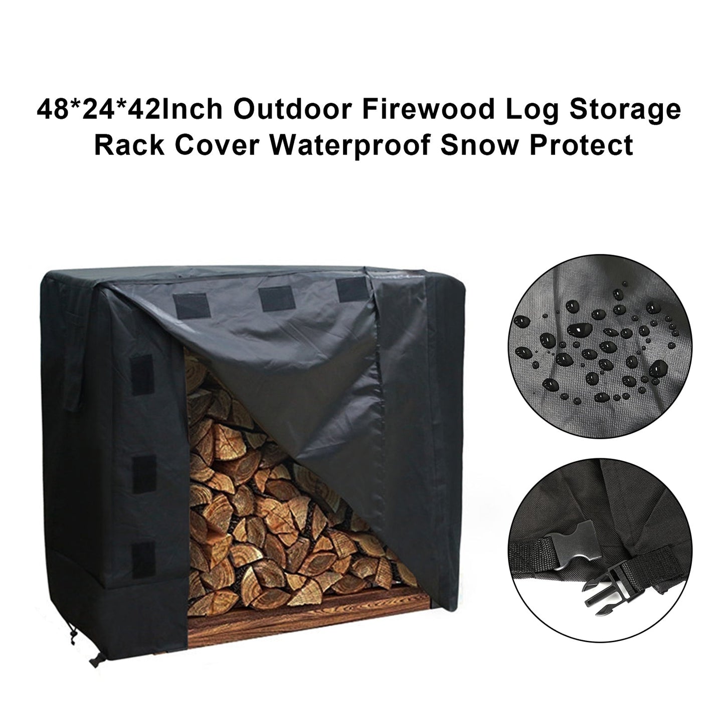 48*24*42 In. Outdoor Firewood Log Storage Rack Cover Waterproof Snow Protect