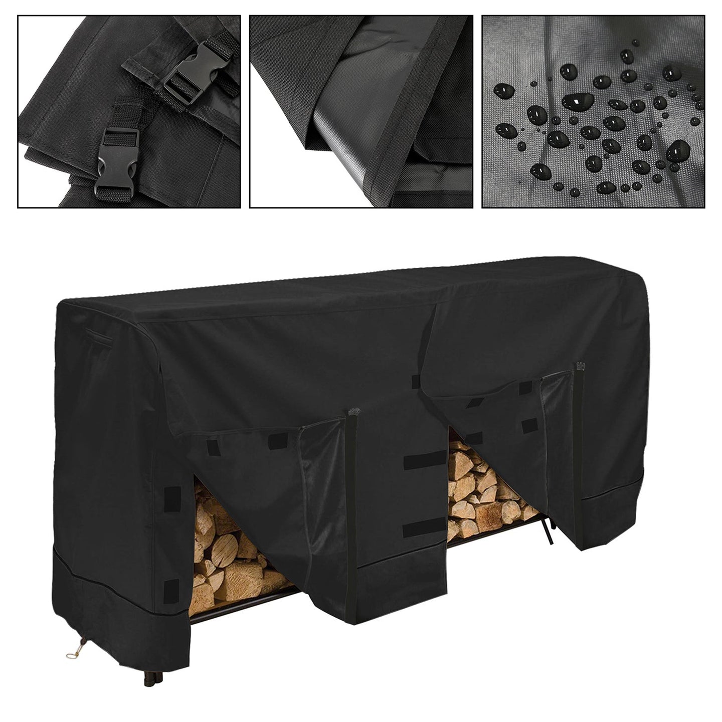8-Foot (96") Heavy-Duty Firewood Rack Cover, 600D Oxford Waterproof & UV-Resistant with Air Vents
