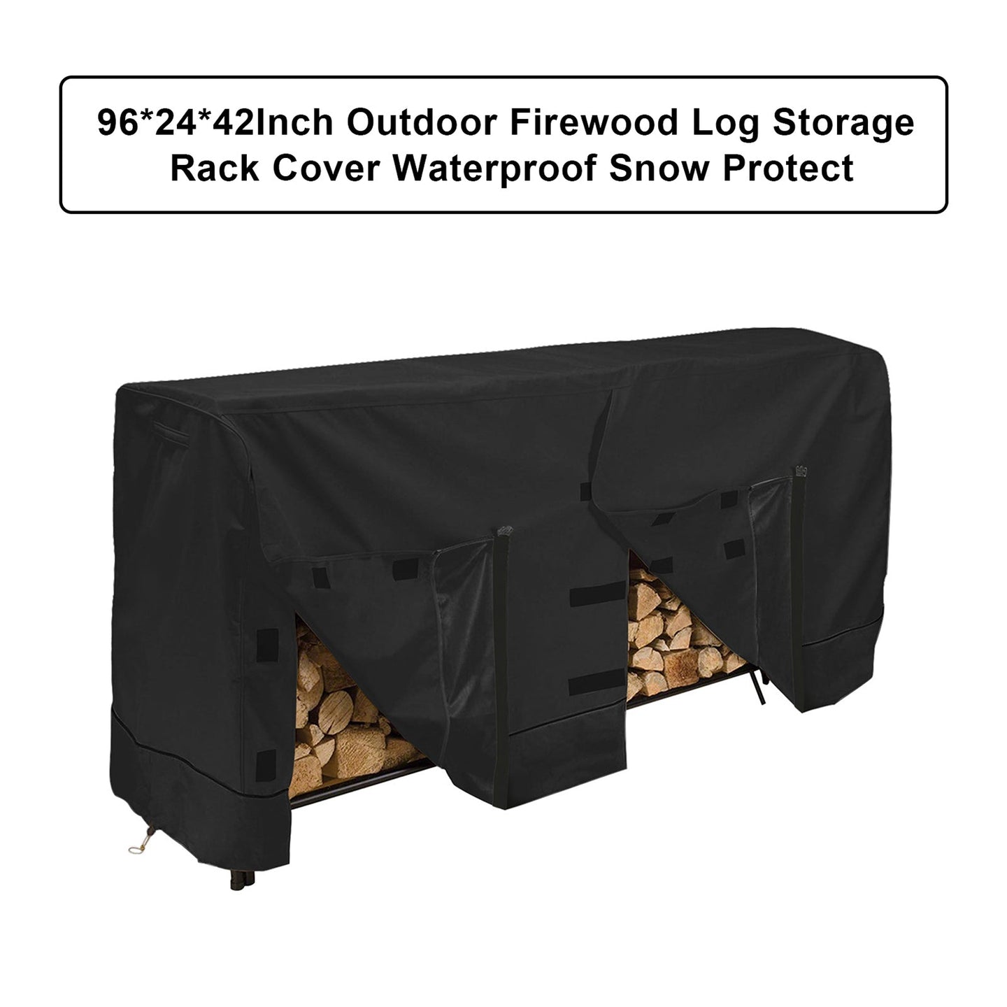 8-Foot (96") Heavy-Duty Firewood Rack Cover, 600D Oxford Waterproof & UV-Resistant with Air Vents