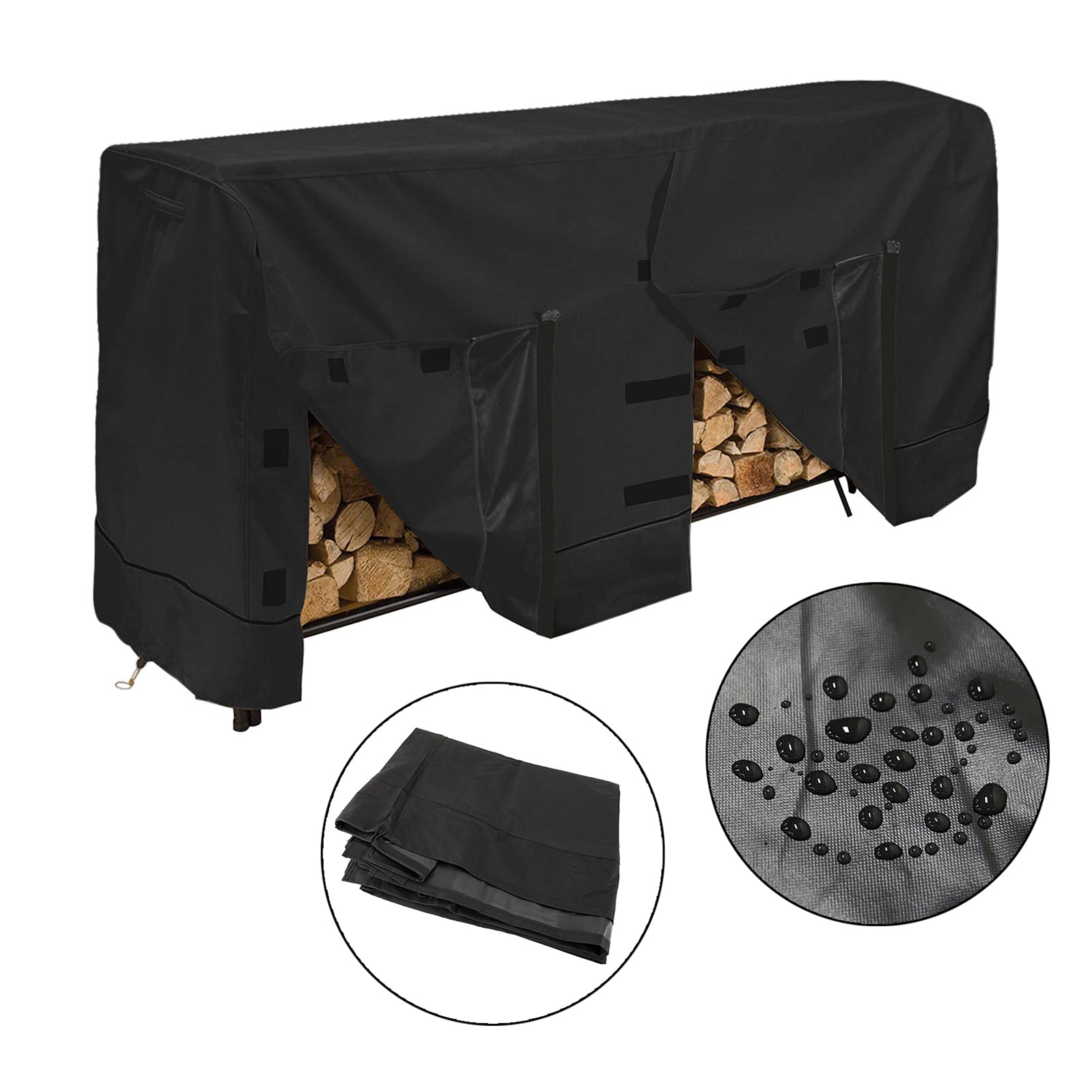 8-Foot (96") Heavy-Duty Firewood Rack Cover, 600D Oxford Waterproof & UV-Resistant with Air Vents