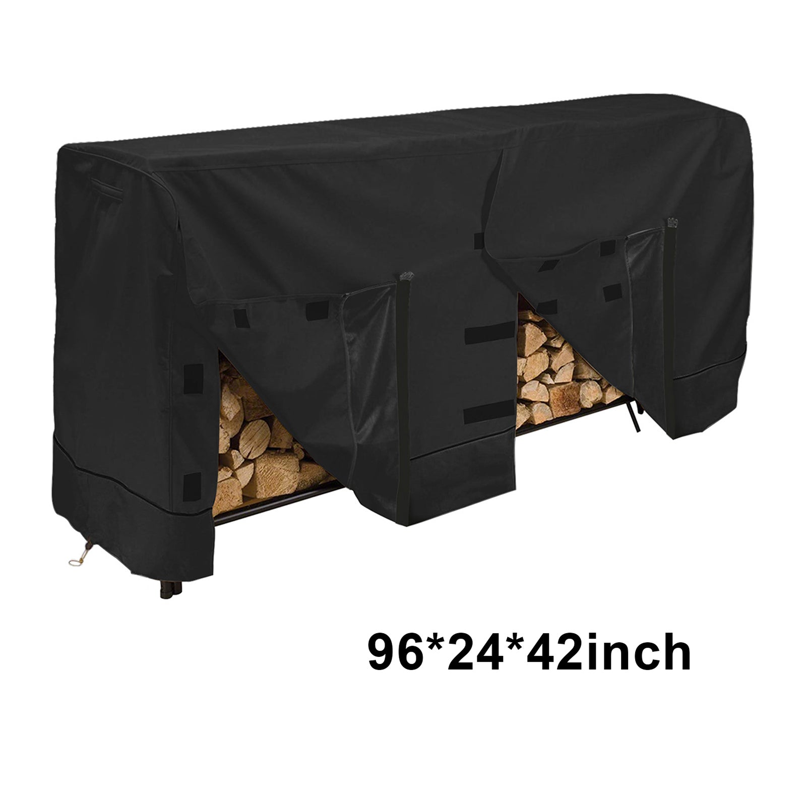 8-Foot (96") Heavy-Duty Firewood Rack Cover, 600D Oxford Waterproof & UV-Resistant with Air Vents