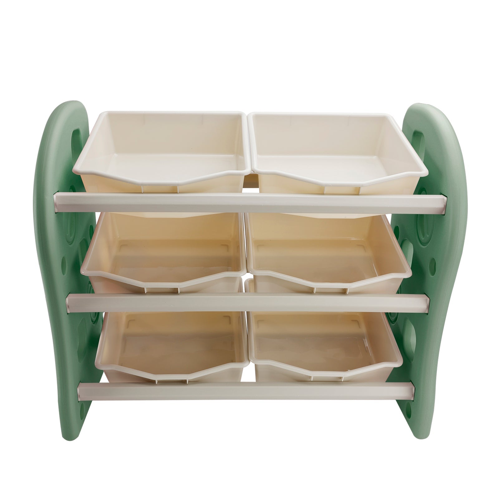 Kids Toy Storage Organizer With 6 Plastic Storage Bins Plastic Toy Rack Green