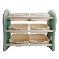 Kids Toy Storage Organizer With 6 Plastic Storage Bins Plastic Toy Rack Green