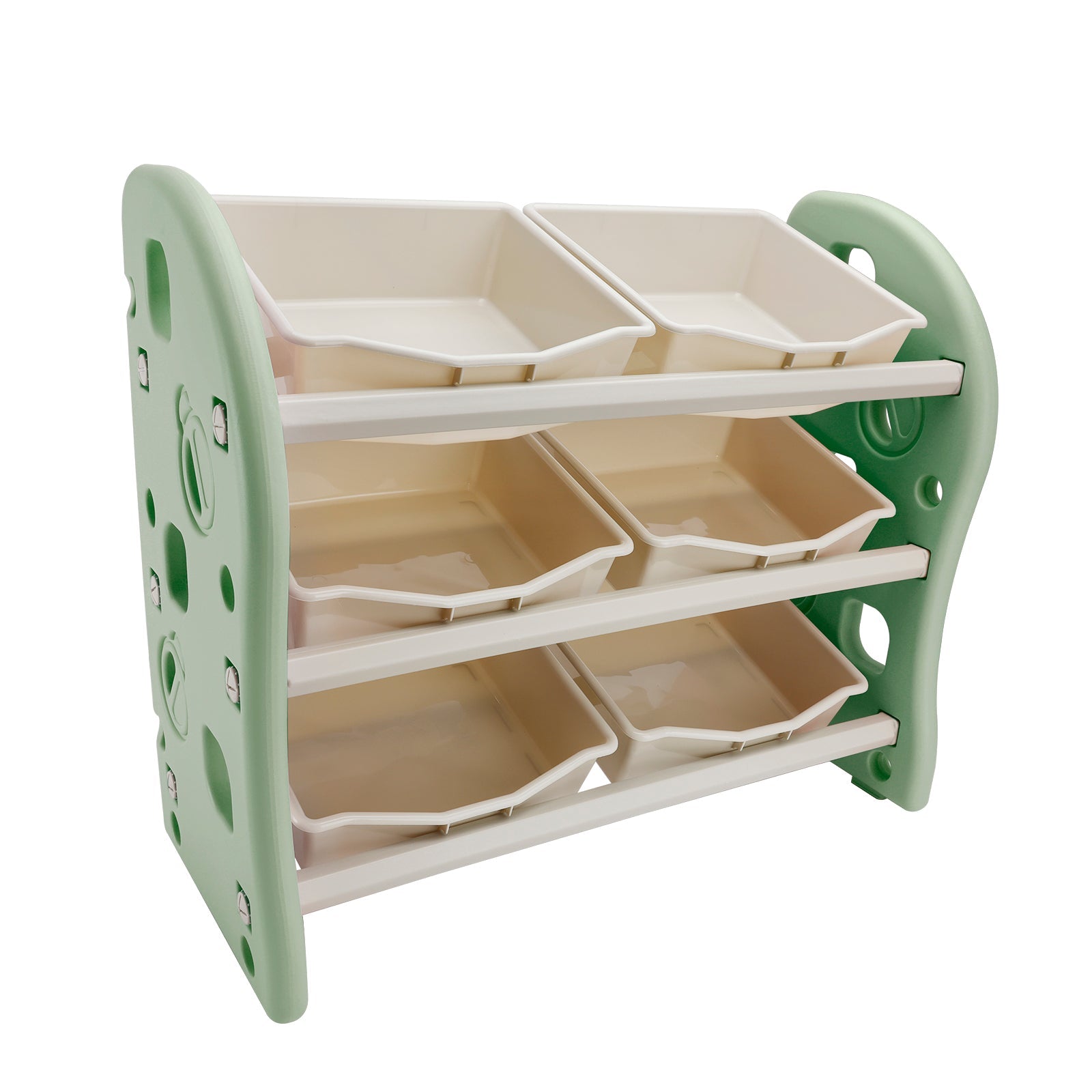 Kids Toy Storage Organizer With 6 Plastic Storage Bins Plastic Toy Rack Green